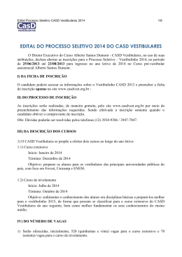 EDITAL DO PROCESSO SELETIVO DO CATS