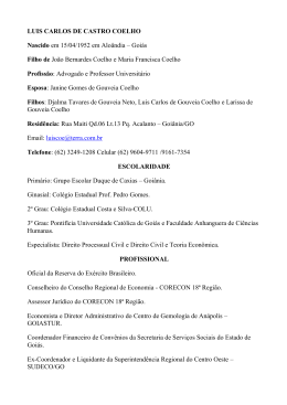 Curr&iacute;culo do Irm&atilde;o Luis Carlos - Grande Oriente do Estado de Goi&aacute;s