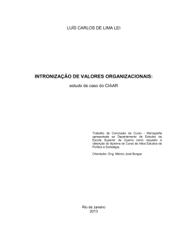 LEI, Lu&iacute;s Carlos de Lima. Introniza&ccedil;&atilde;o de valores organizacionais
