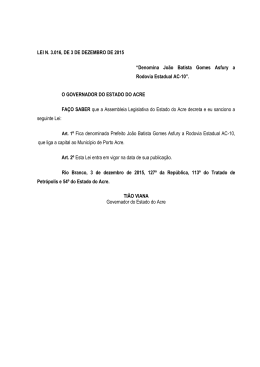 Lei3016 - Assembléia Legislativa do Estado do Acre