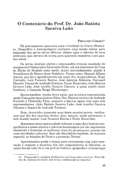 O Centen&aacute;rio do Prof. Dr. Jo&atilde;o Batista Saraiva