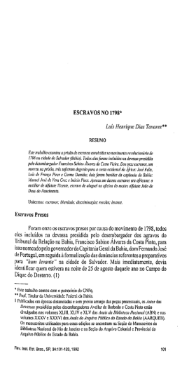 ESCRAVOS NO 1798* Luís Henrique Dias Tavares”