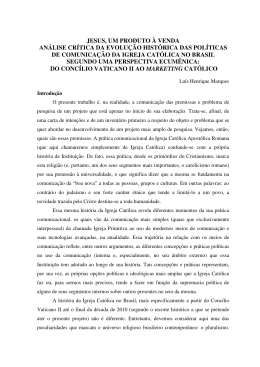 jesus, um produto &agrave; venda an&aacute;lise cr&iacute;tica da evolu&ccedil;&atilde;o