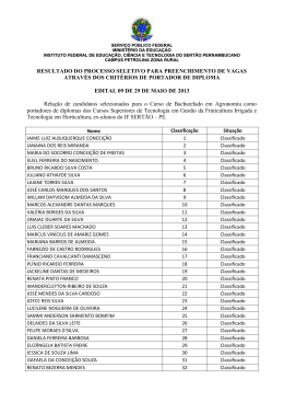 Resultado da Sele&ccedil;&atilde;o - IF Sert&atilde;o-PE