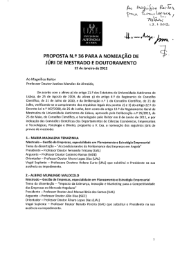 Proposta n.&ordm; 36/2012, de 12 de Janeiro Proposta n.&ordm; 36/2012, de 12