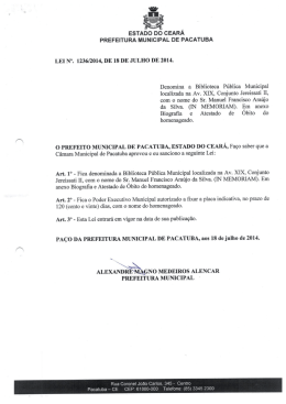 Lei 1236-2014 &ndash; Denomina a Biblioteca P&uacute;blica Municipal do Conj