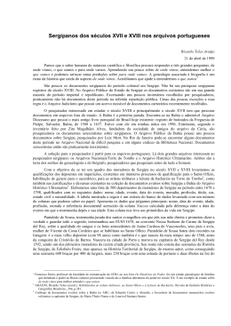 Sergipanos dos s&eacute;culos XVII e XVIII nos arquivos