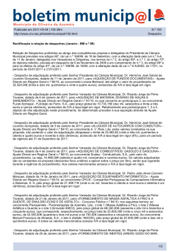 100 - Rectifica&ccedil;&atilde;o &agrave; rela&ccedil;&atilde;o de despachos (Janeiro