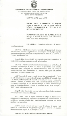 LEI 790 - Prefeitura Municipal de Aparecida do Taboado