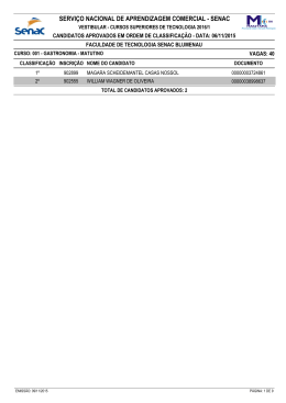 SENAC Blumenau - Candidatos Aprovados - IGD-RH