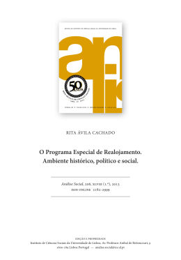 O Programa Especial de Realojamento. Ambiente