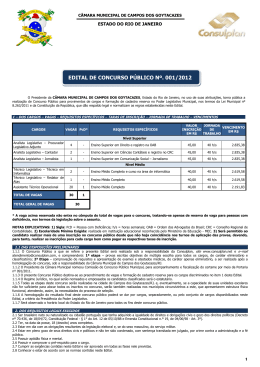 EDITAL C&acirc;mara de Campos dos Goytacazes - RJ