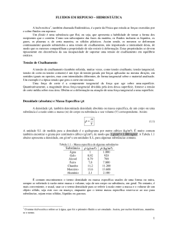 1 FLUIDOS EM REPOUSO &ndash; HIDROST&Aacute;TICA Tens&atilde;o de