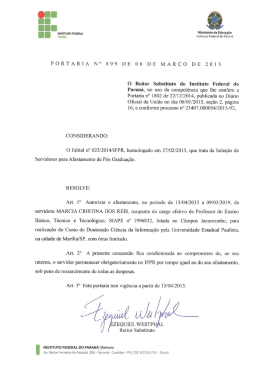 PORTARIA N° 899 DE 06 DE MARÇO DE 2015 O Reitor