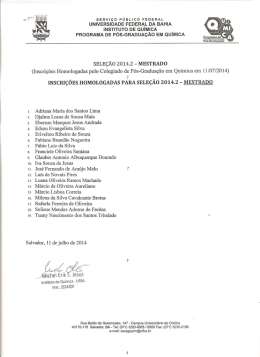 Homologa&ccedil;&atilde;o das Inscri&ccedil;&otilde;es da Sele&ccedil;&atilde;o de Mestrado 2014.2