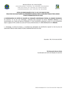 Edital de Homologa&ccedil;&atilde;o CCS n&deg; 23/2014 - Centro de Sele&ccedil;&atilde;o