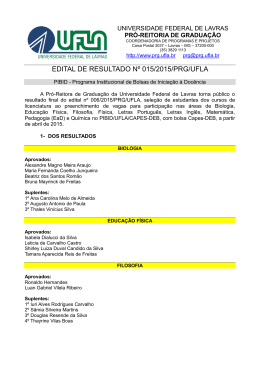 EDITAL DE RESULTADO Nº 015/2015/PRG/UFLA