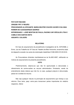 Processo PGT/CCR/n&ordm; 7566/2009 - Minist&eacute;rio P&uacute;blico do Trabalho