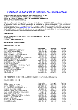 Edital n&ordm; 123/2012-Convoca&ccedil;&atilde;o para prova pr&aacute;tica