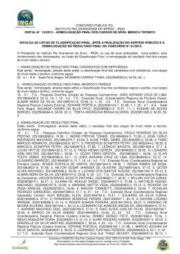 edital n° 10/2013 – homologação final dos cargos de
