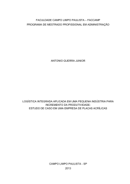 Log&iacute;stica Integrada Aplicada em uma Pequena Ind&uacute;stria