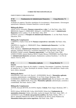 Ementas e Bibliografias do Curso T&eacute;cnico em Finan&ccedil;as