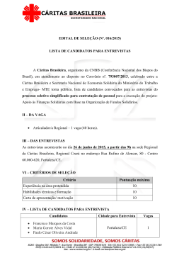 EDITAL DE SELEÇÃO (Nº. 016/2015) LISTA DE CANDIDATOS