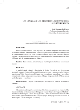 Las lenguas y los derechos ling&uuml;&iacute;sticos en la Uni&oacute;n Europea