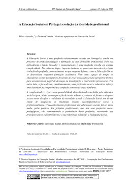 A Educa&ccedil;&atilde;o Social em Portugal: evolu&ccedil;&atilde;o da identidade