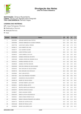 Divulga&ccedil;&atilde;o das Notas