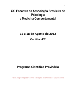 XXI Encontro da Associa&ccedil;&atilde;o Brasileira de Psicologia e Medicina