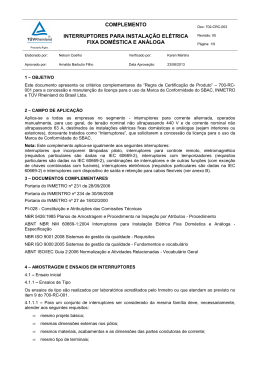 Interruptores para Instalação Elétrica Fixa