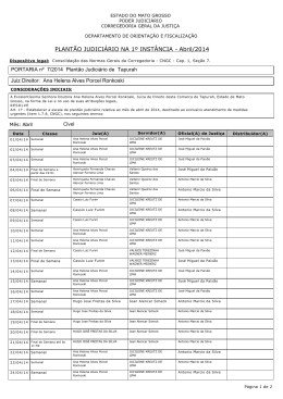PLANT&Atilde;O JUDICI&Aacute;RIO NA 1&ordm; INST&Acirc;NCIA - Abril/2014