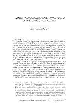 A PR&Aacute;TICA DAS RELA&Ccedil;&Otilde;ES P&Uacute;BLICAS INTERNACIONAIS NA