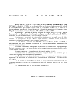 PORTARIA/INCRA/P/N&ordm; 172 DE 10 DE MAR&Ccedil;O DE 2000 O