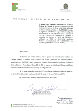 PORTARIA N°1885 DE 24 DE SETEMBRO DE 2015 O Reitor