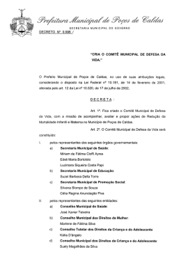 DECRETO N° 9.996 / “CRIA O COMITÊ MUNICIPAL DE DEFESA