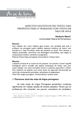 Aspectos sintáticos do texto: uma proposta para o trabalho com