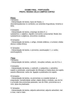 Portugu&ecirc;s - Profa. Regina C&eacute;lia Campos Cortez