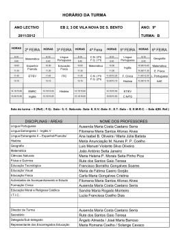 HOR&Aacute;RIO DA TURMA - Vila Nova de S. Bento