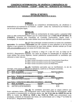 Resultado das provas objetivas