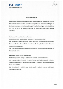 Provas Públicas - Escola Superior de Educação do Instituto