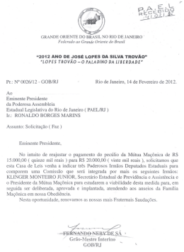 2012 ANO DE JOS&Eacute; LOPES DA SILVA TROV&Atilde;O