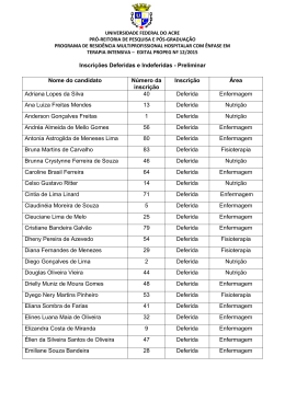 Resultado Preliminar da Inscri&ccedil;&otilde;es Deferidas