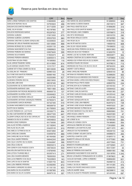 Reserva para famílias em área de risco