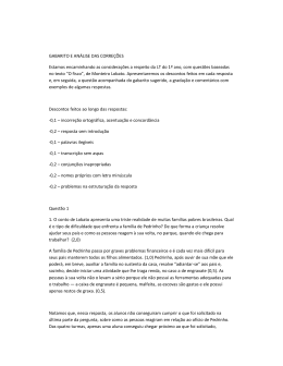 GABARITO E ANÁLISE DAS CORREÇÕES Estamos encaminhando