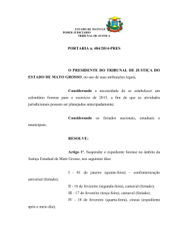 Calendário Forense de 2015 - Tribunal de Justiça do Estado de