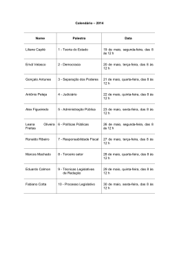 Teoria do Estado 19 de maio, segunda-feira, das 8 às 12 h