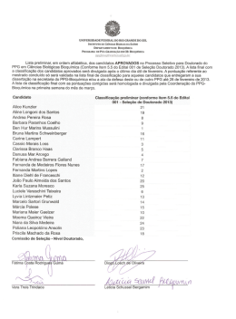 Lista preliminar, em ordem alfabética, dos 25 primeiros