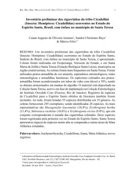 invent&aacute;rio preliminar das cigarrinhas da tribo Cicadellini (insecta